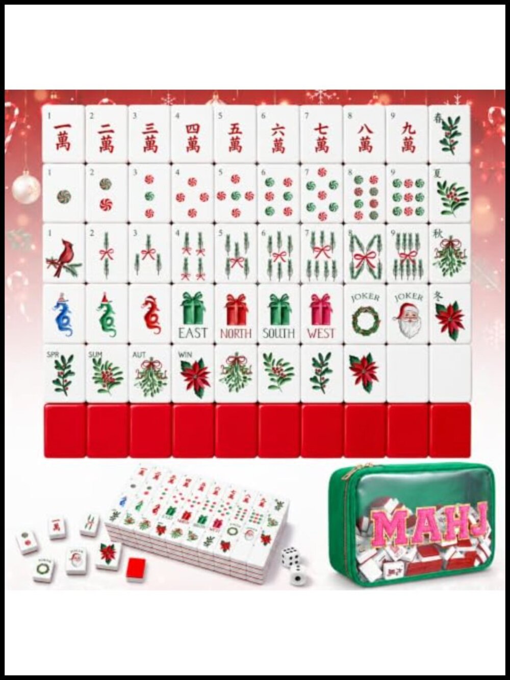 American Mahjong Tiles Set 166 Pcs PVC Melamine Adult Game Travel